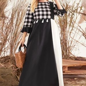 Shein plus maxi two tone tassel dress